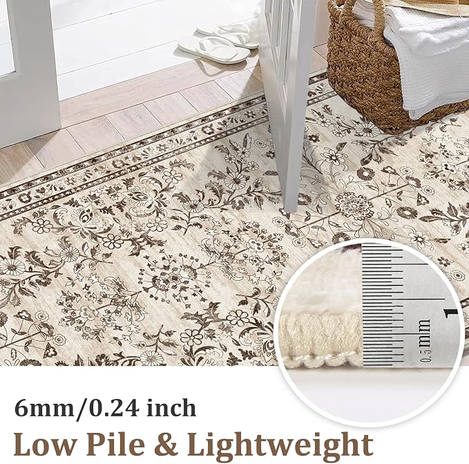 Yamaziot Washable Runner Rug 2x5 – Non Slip Boho Floral Hallway Runner Rug