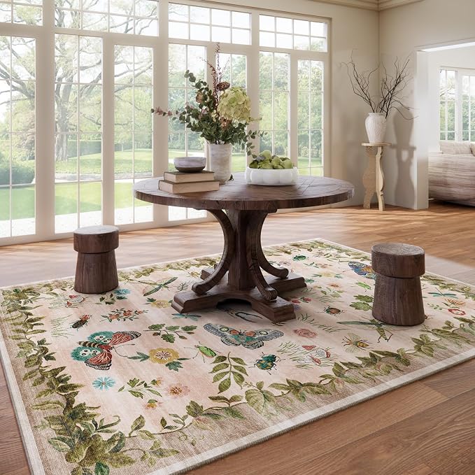 Machine Washable Rugs for Living Room: 8x10 Area Rugs Stain Resistant Non Slip