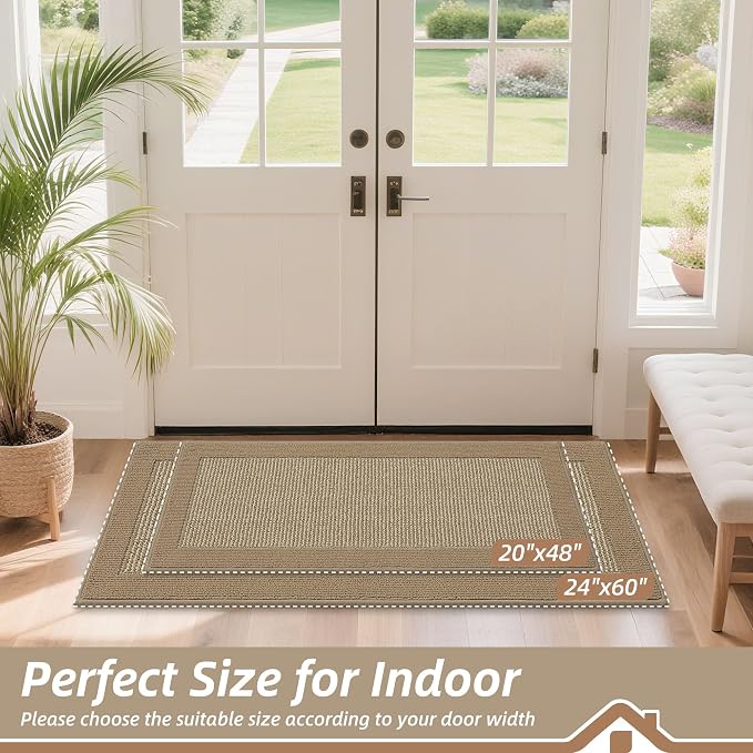 BEQHAUSE Indoor Door Mat 24" x 60", Dirt Trapper Door Mats Non-Slip Entryway