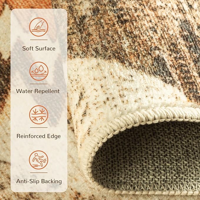 BESTSWEETIE Area Rug 6x6 Rug Machine Washable Non-Slip Low Pile Print Pattern