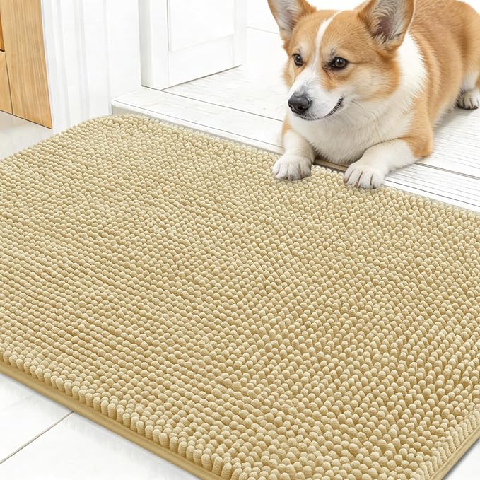 OLANLY Dog Door Mat for Muddy Paws 24x16, Absorbs Moisture and Dirt, Absorbent