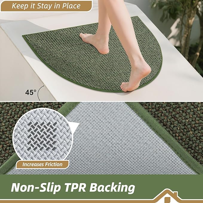 BEQHAUSE Dirt Trapper Door Mat 24" x 36" Half Circle Non-Slip Washable Doormats