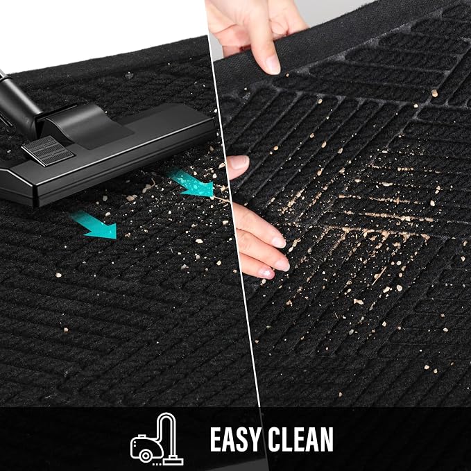 HIYARD Sturdy Front Door Mat, Absorbent Muddy Dirt Resist Welcome Door Mats