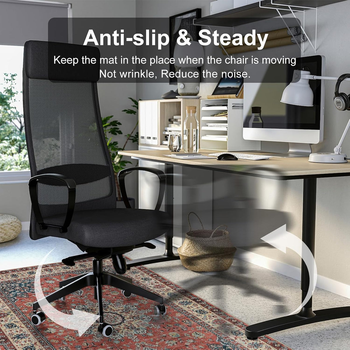Anidaroel Chair Mat for Hardwood Floor, 48"x60" Desk Chair Mat for Hard Floors, Anti-Slip Office Rugs for Rolling Chairs