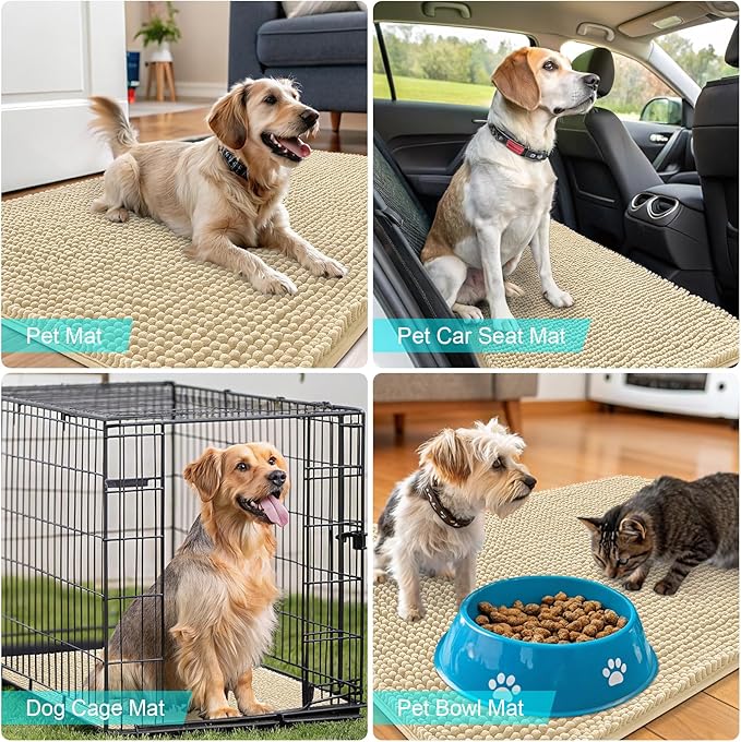 OLANLY Dog Door Mat for Muddy Paws 24x16, Absorbs Moisture and Dirt, Absorbent
