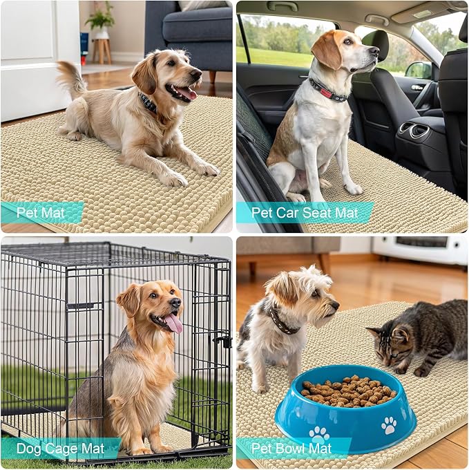 OLANLY Dog Door Mat for Muddy Paws 50x30, Absorbs Moisture and Dirt, Absorbent