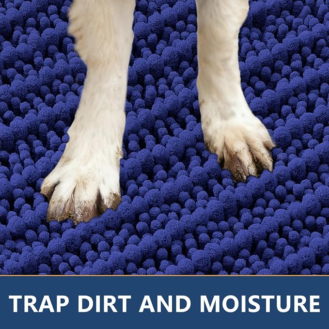 Smiry Dog Door Mat for Muddy Paws 48x30, Absorbent Dirt Trapper, Non-Slip