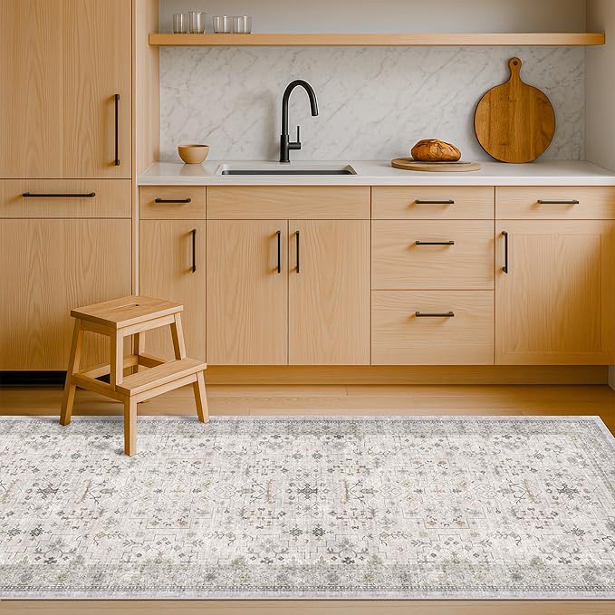 Hazo Haus Light Gray Washable 2'6"x8' Wide Runner Rugs