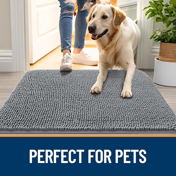 OLANLY Dog Door Mat for Muddy Paws 34x21, Absorbs Moisture and Dirt, Absorbent