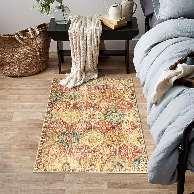 Lahome Moroccan Trellis Washable Rug, 2x3 Bathroom Rugs