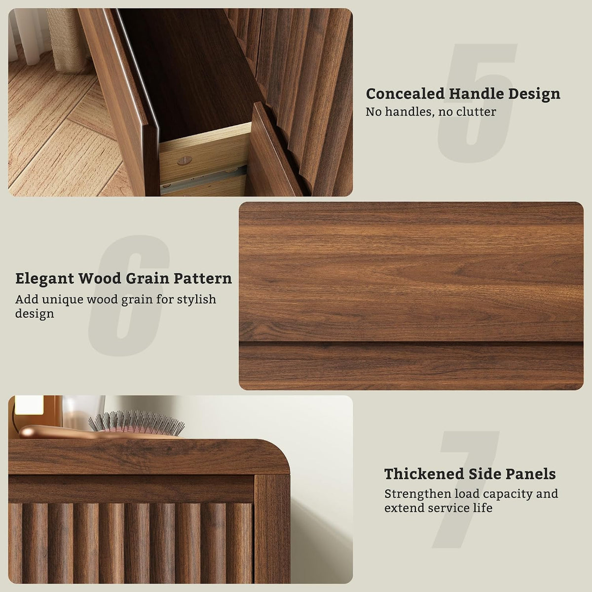 LYNSOM Walnut Fluted 8 Drawer Dresser, 50" Wide Wooden Chest of Drawers for Bedroom, Curved Profile Design, Mid Century Modern Dresser Storage Organizer Closet for Living Room, Hallway, Entryway