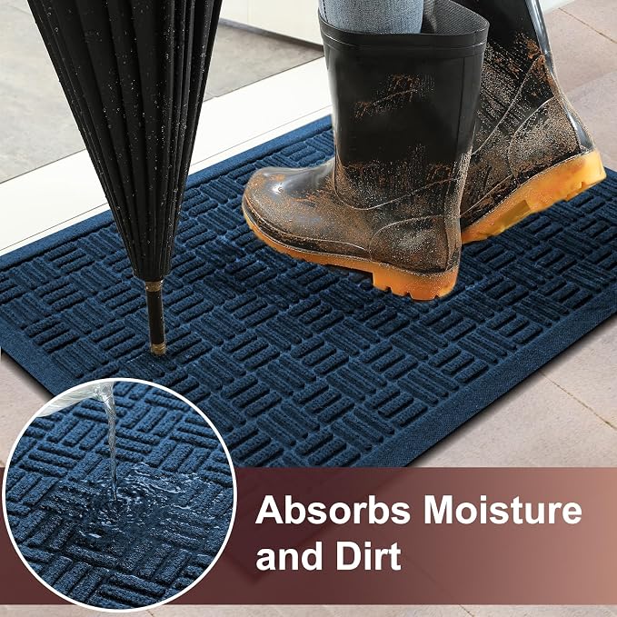 Mibao Front Door Mat Indoor Outdoor Entrance, Dirt Trapping Waterproof