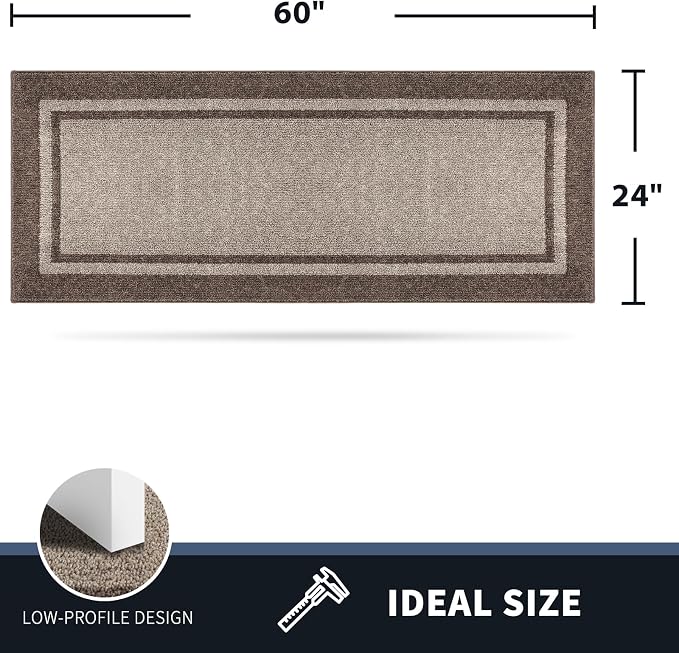 PURRUGS Dirt Trapping Door Mat 24" x 60", Non-Slip Machine Washable Entryway Rug