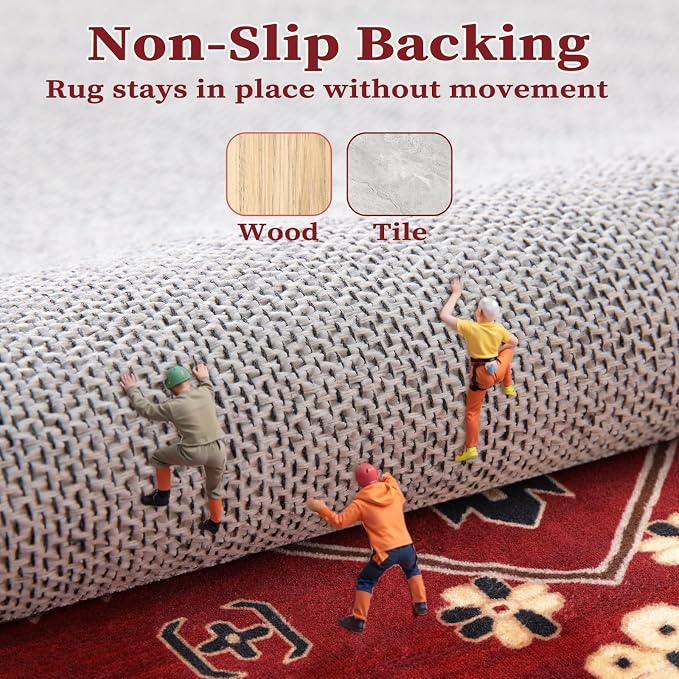 SERISSA Area Rug 3x5 Boho Rugs for Bedroom, Washable Non-Slip Living Room Rug