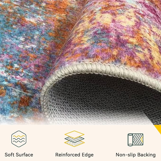 RELEANY Washable Area Rugs 6'x9' Non-Slip Modern Abstract Soft