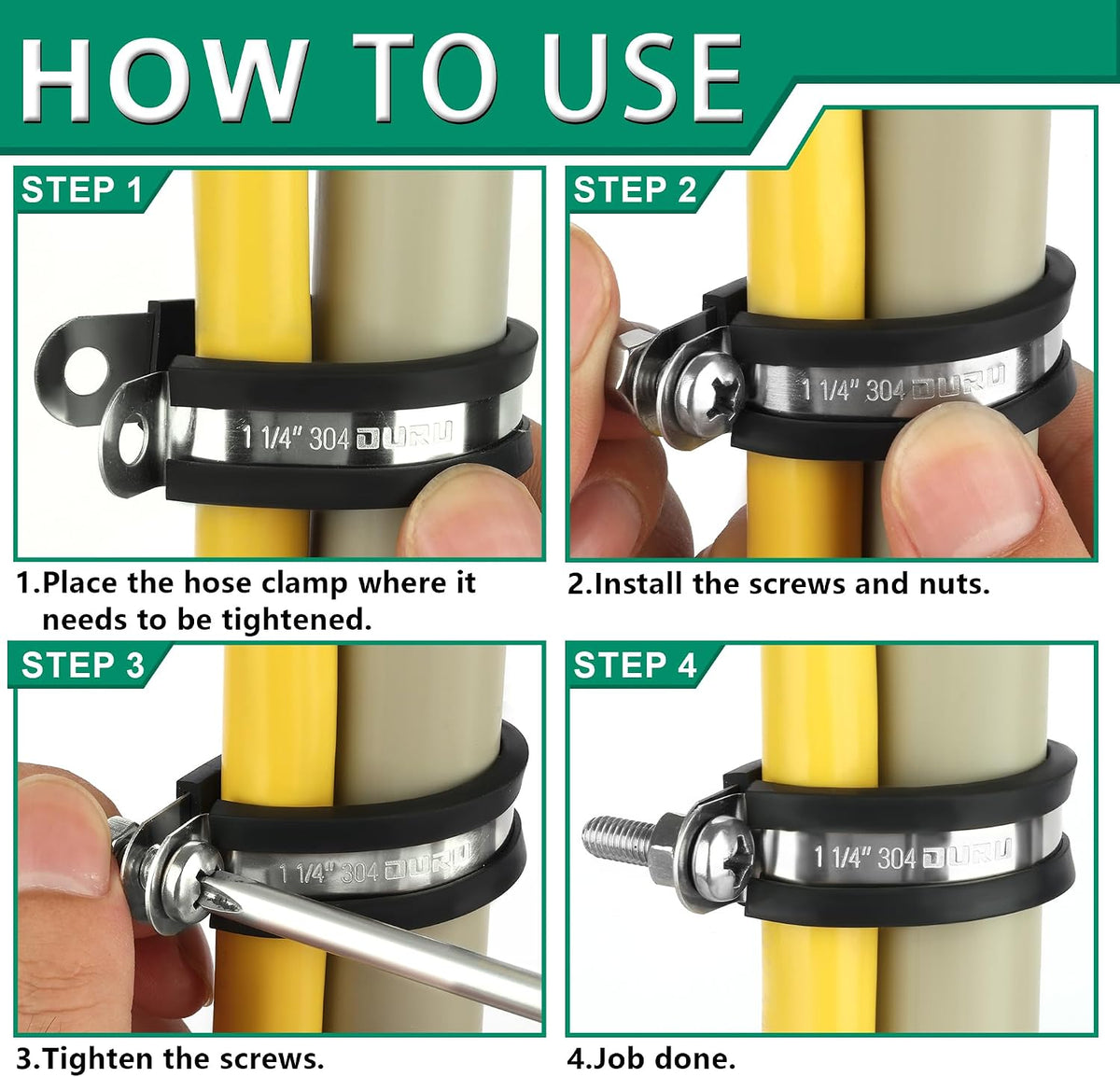 OURU 1/2 Inch Cable Clamps, Rubber Coated Insulated Clamps, 100pcs, 13mm