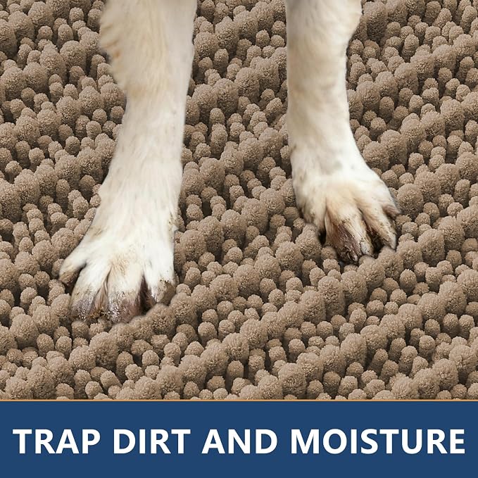 Smiry Dog Door Mat for Muddy Paws 30x20, Absorbent Dirt Trapper, Non-Slip