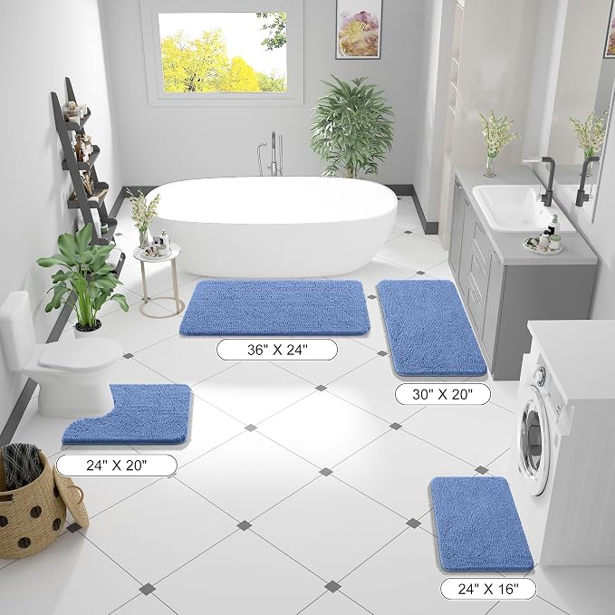 OLANLY Large Bathroom Rugs 44x32, Soft Absorbent Chenille Bath Rugs, Rubber