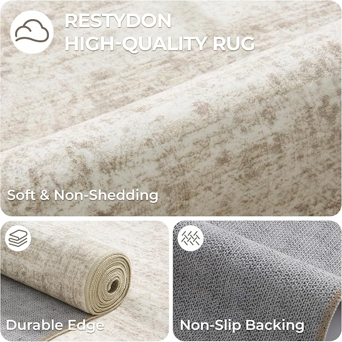 4x8 Rug for Bedroom, Wide Runner Rug for Hallway, Non Slip Washable Runner Rug