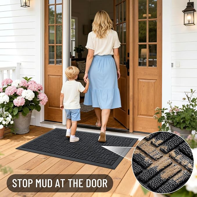 OLANLY Front Door Mat Outside Entrance 29.5x17, Heavy Duty Sturdy Natural