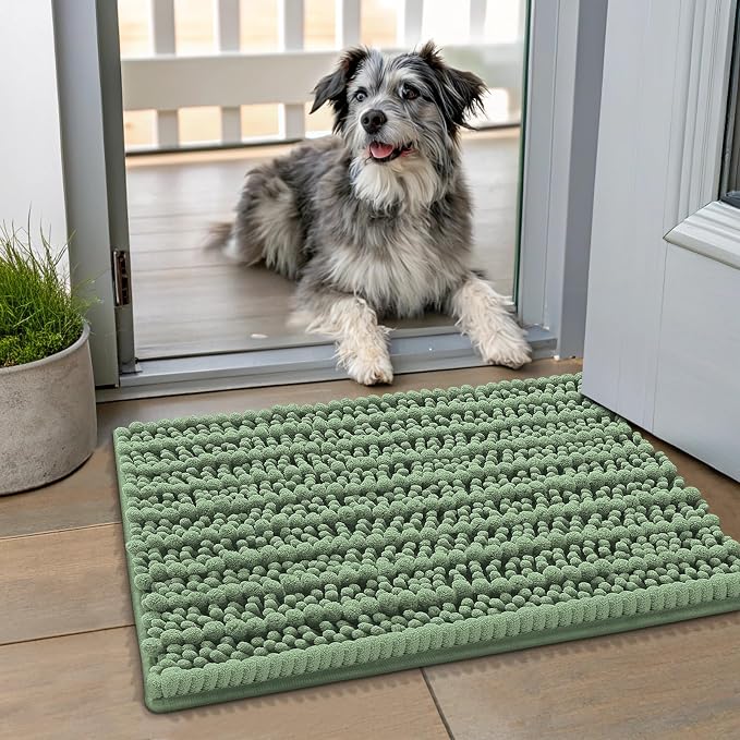 Smiry Dog Door Mat for Muddy Paws 24x16, Absorbent Dirt Trapper, Non-Slip