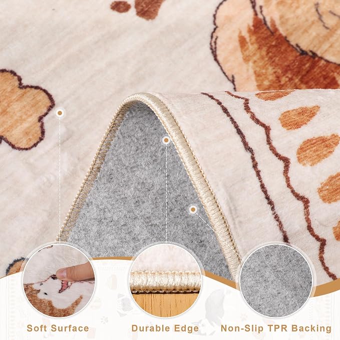 DUKINO 2x6 Washable Runner Rug for Hallway, Non Slip Animal Dog Kitchen Rug