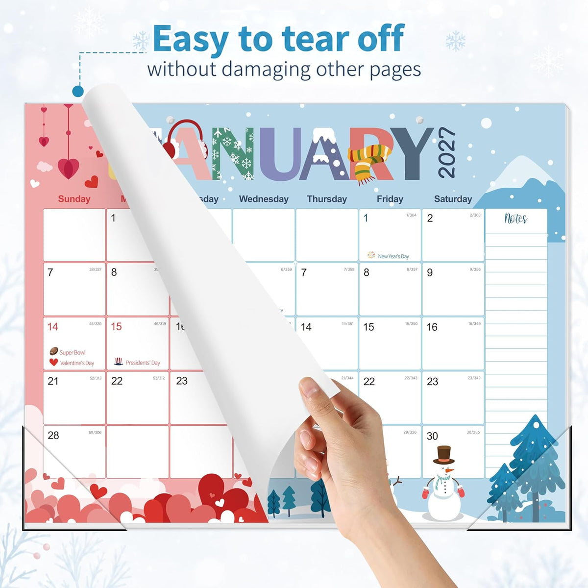 GuassLee Large 2027 Desk Calendar, 39 Month Oct 2026-Dec 2029, 22" x 17"