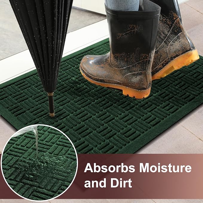 Mibao Front Door Mat Indoor Outdoor Entrance, Dirt Trapping Welcome Mats