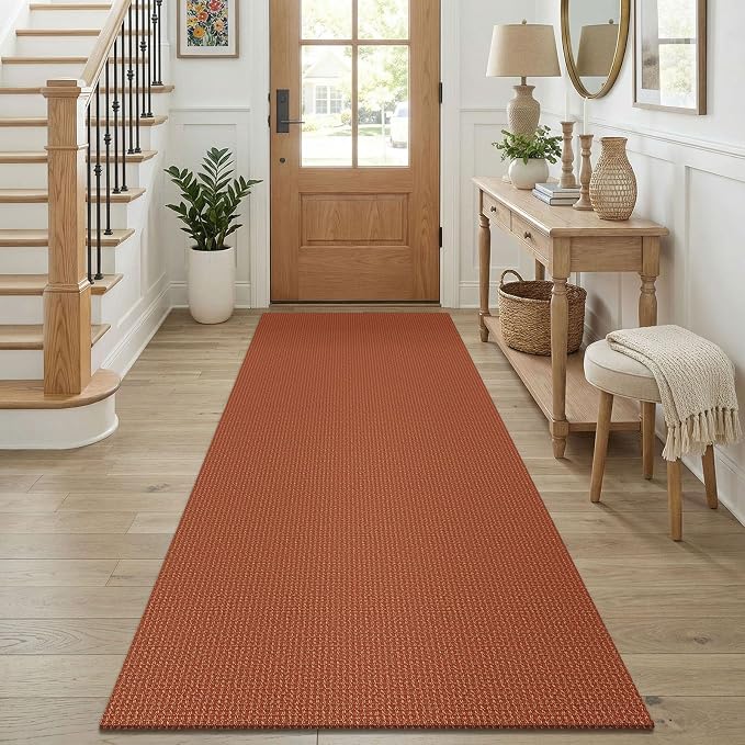 KOZYFLY Cotton Runners for Hallway 3x8, Wide Washable Runner Rug, Woven Non