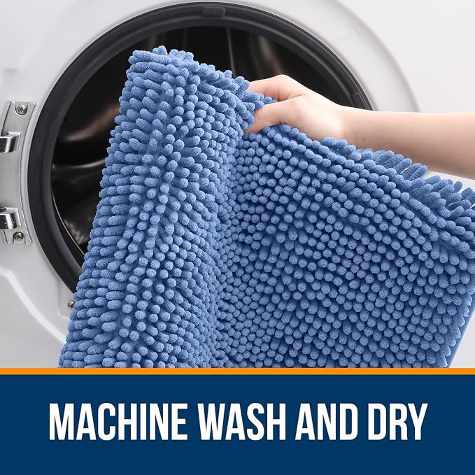 OLANLY Large Bathroom Rugs 44x32, Soft Absorbent Chenille Bath Rugs, Rubber