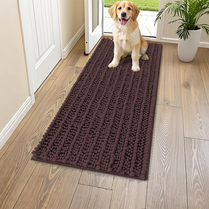 Smiry Dog Door Mat for Muddy Paws 47x24, Absorbent Dirt Trapper, Non-Slip