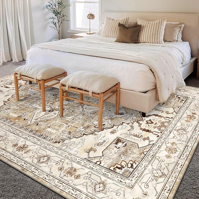 Yamaziot Area Rug 5x7, Non-Slip Washable Boho Vintage Living Room Bedroom Rug