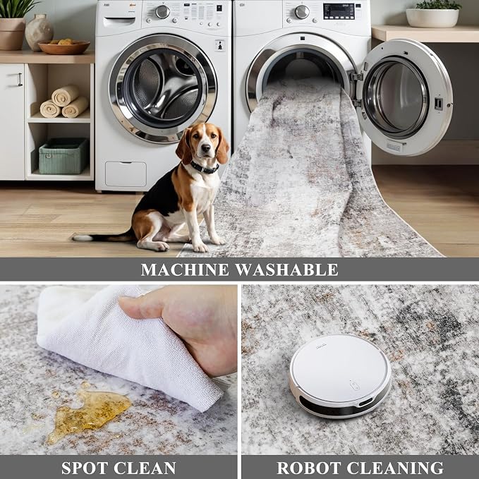 5x5 Square Entryway Rug Washable – Non-Slip Small Area Rug
