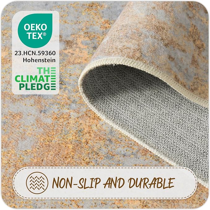 Entryway Rug 2x3 Beige Gold Door Mat Indoor Entrance 24x36, Washable Small