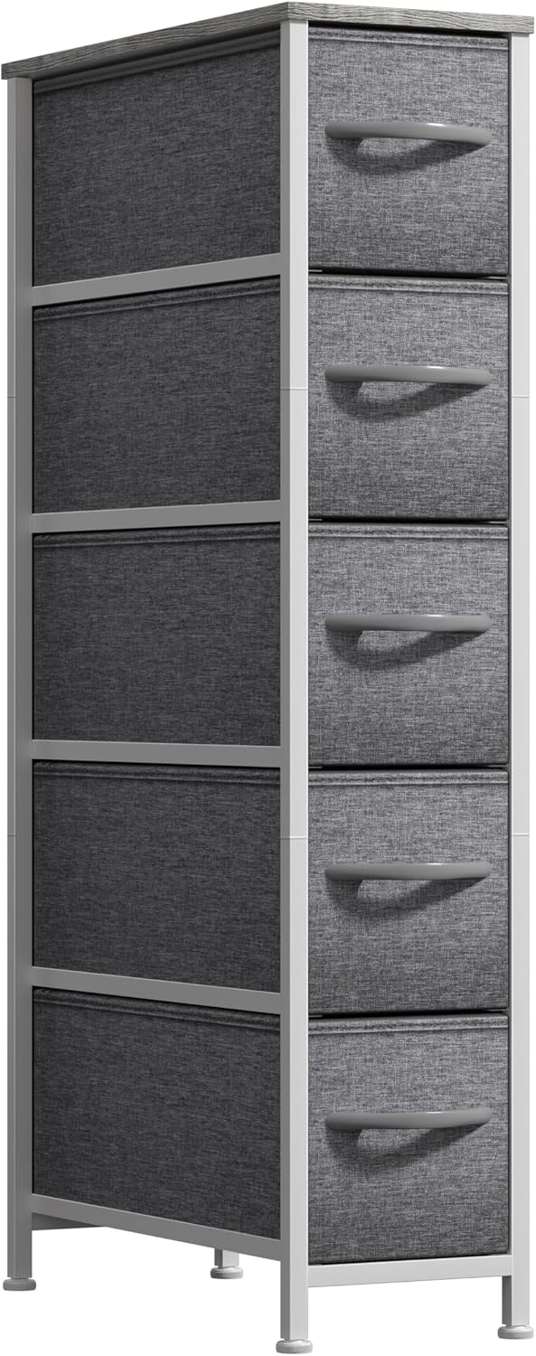 Sorbus 5-Drawer Narrow Dresser for Bedroom (Gray)