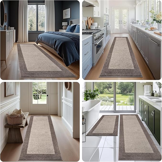 Machine Washable Kitchen Rugs Set of 2, Non Slip Kitchen Mats