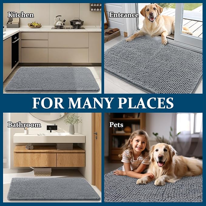 OLANLY Dog Door Mat for Muddy Paws 54x24, Absorbs Moisture and Dirt, Absorbent