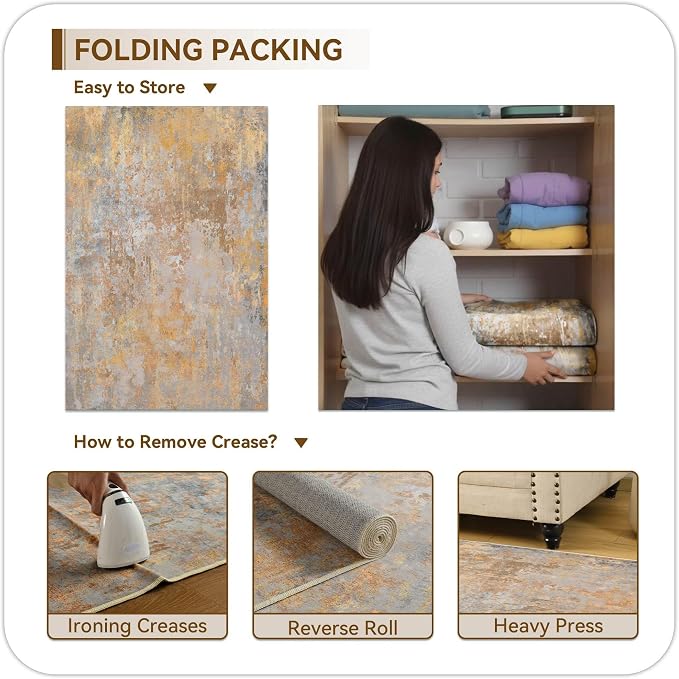 Entryway Rug 2x3 Beige Gold Door Mat Indoor Entrance 24x36, Washable Small