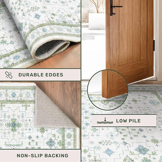 Hazo Haus Cream Oushak 7x9 Bedroom Rug