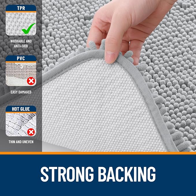 OLANLY Small Bathroom Rugs 24x16, Extra Soft Absorbent Chenille Bath Rugs