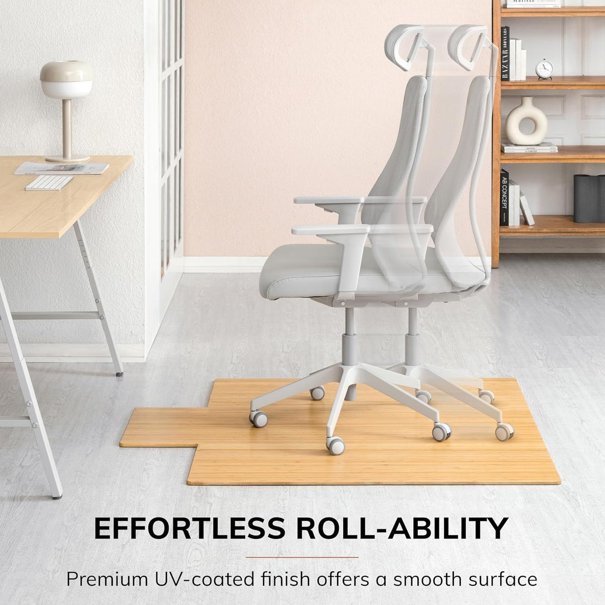 Anji Mountain 52" x 44" Bamboo Office Chair Mat for Carpet & Hardwood Floor