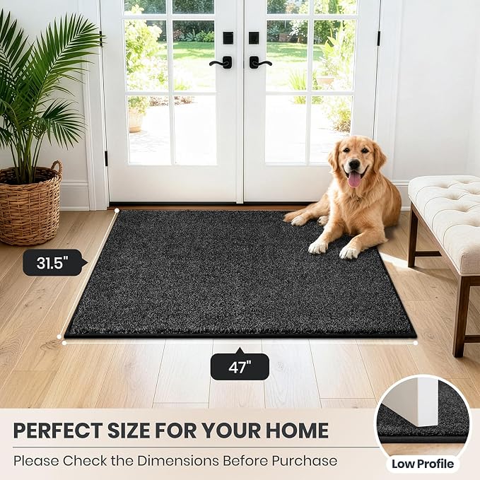 PURRUGS Dirt Trapping Door Mat 31.5" x 47", Non-Slip Machine Washable Entryway