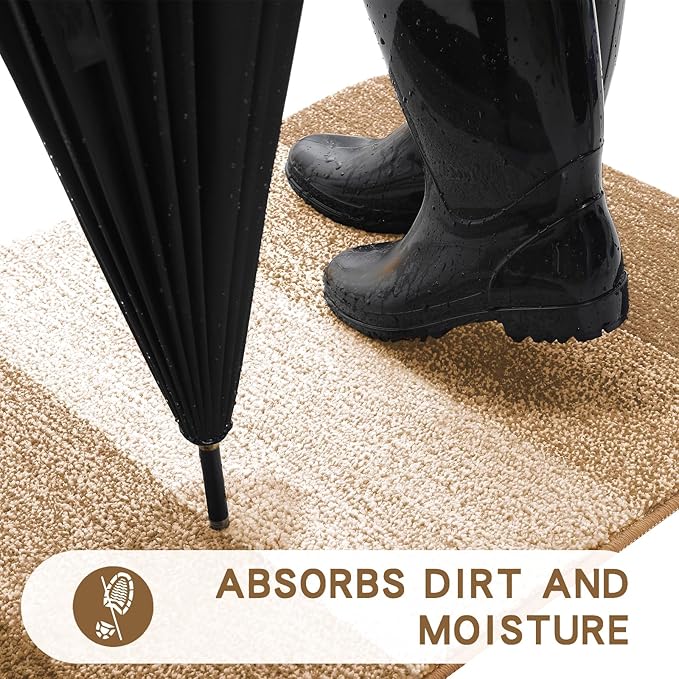 Kitinjoy Indoor Outdoor Door Mat, 48x30 Non-Slip Absorbent Dirt Trapper