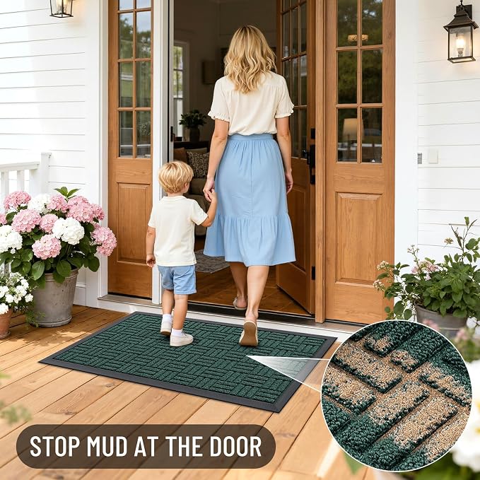 OLANLY Front Door Mat Outside Entrance 47x32, Heavy Duty Sturdy Natural Rubber