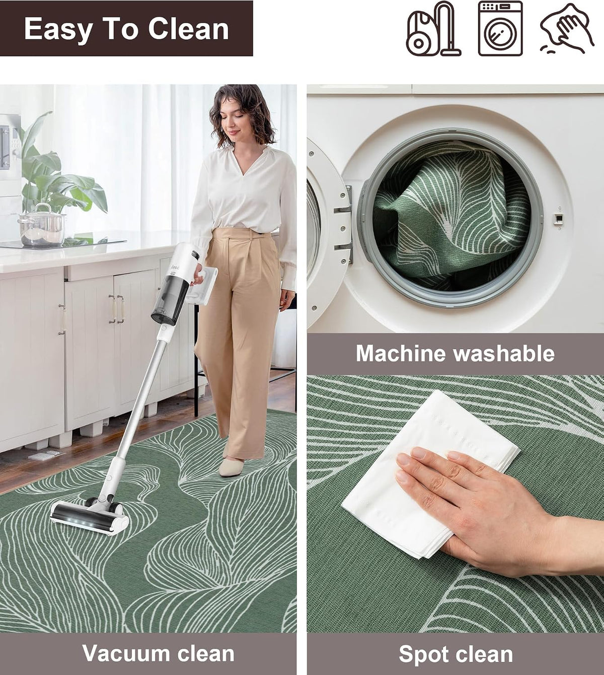 chakme Office Chair Mat for Hardwood Floor, 48"x36" Easy Glide Computer Desk Mat Protector for Rolling Chair Under Desk Rug Nonslip Backing, Machine Wash, (Leaf)