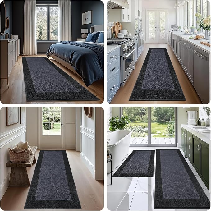 Machine Washable Kitchen Rug 24" x 96", Non Slip Kitchen Mat