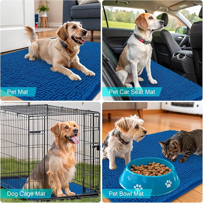 OLANLY Dog Door Mat for Muddy Paws 34x21, Absorbs Moisture and Dirt, Absorbent