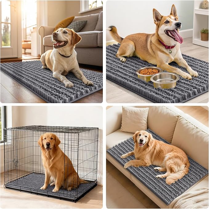 Smiry Dog Door Mat for Muddy Paws 71x46, Absorbent Dirt Trapper, Non-Slip