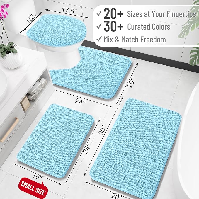 OLANLY Large Bathroom Rugs 44x32, Extra Soft Absorbent Chenille Bath Rugs