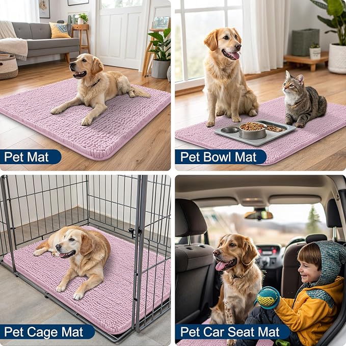 Smiry Dog Door Mat for Muddy Paws 48x30, Absorbent Dirt Trapper, Non-Slip